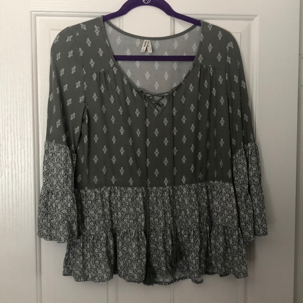 Boho green blouse